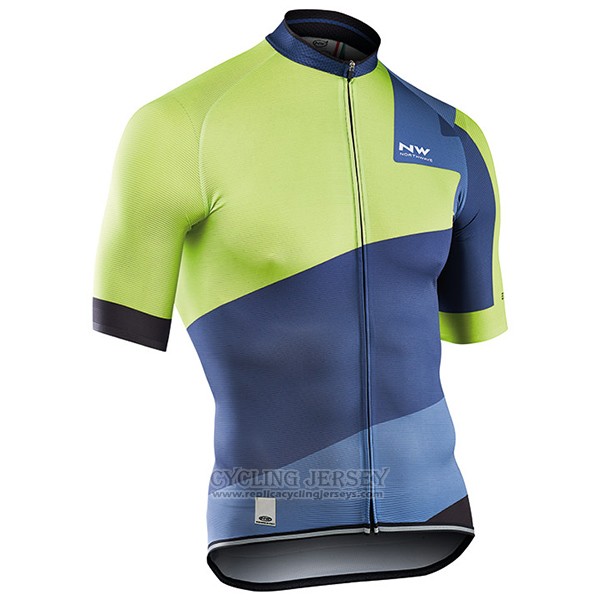 2017 Cycling Jersey Northwave Extreme Green and Blue Short Sleeve and Bib Short