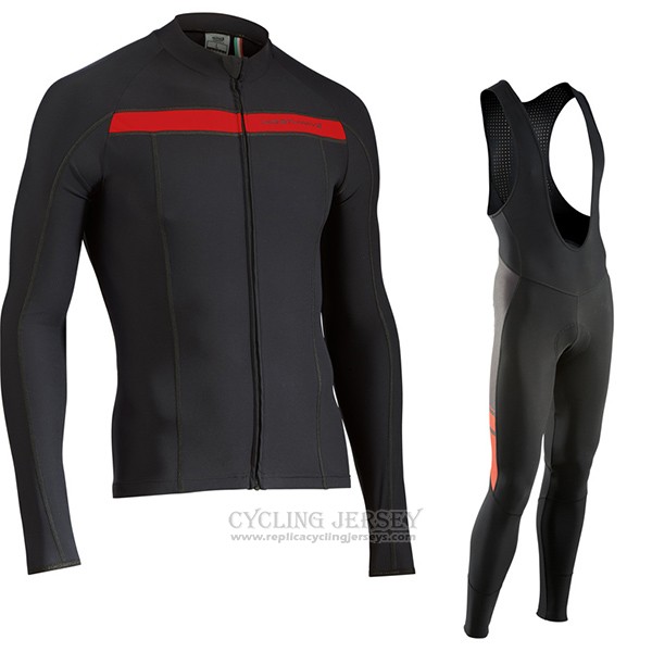 2017 Cycling Jersey Northwave Ml Black Long Sleeve and Bib Tight