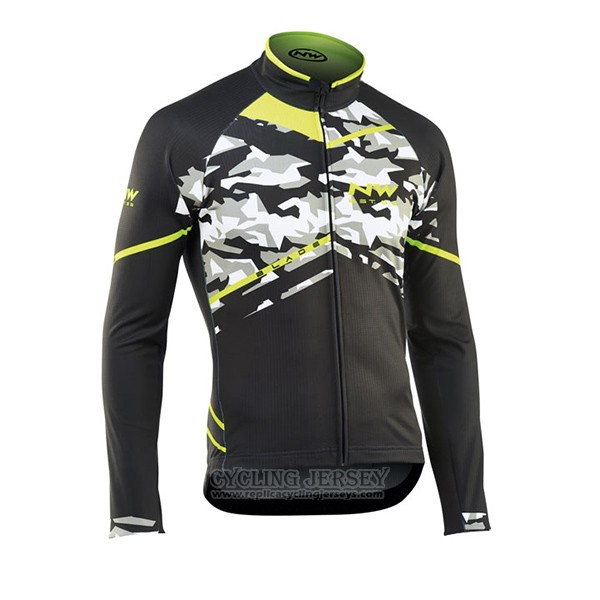 2017 Cycling Jersey Northwave Ml Black and Camouflage Long Sleeve and Bib Tight