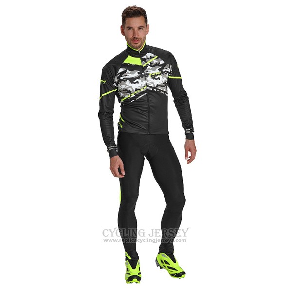 2017 Cycling Jersey Northwave Ml Black and Camouflage Long Sleeve and Bib Tight