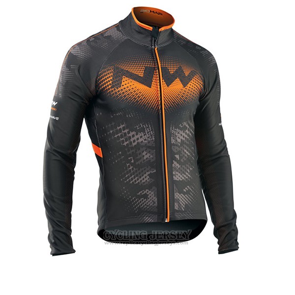 2017 Cycling Jersey Northwave Ml Black and Orange Long Sleeve and Bib Tight