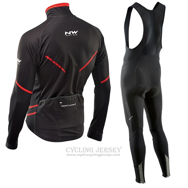2017 Cycling Jersey Northwave Ml Black and Red Long Sleeve and Bib Tight