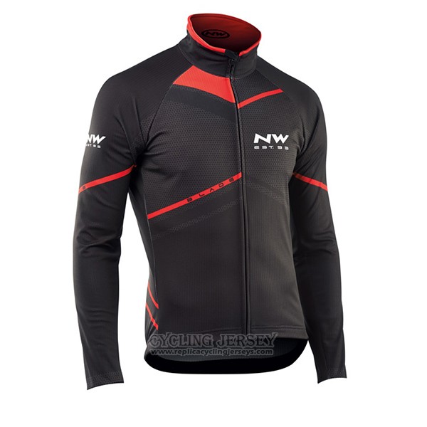 2017 Cycling Jersey Northwave Ml Black and Red Long Sleeve and Bib Tight