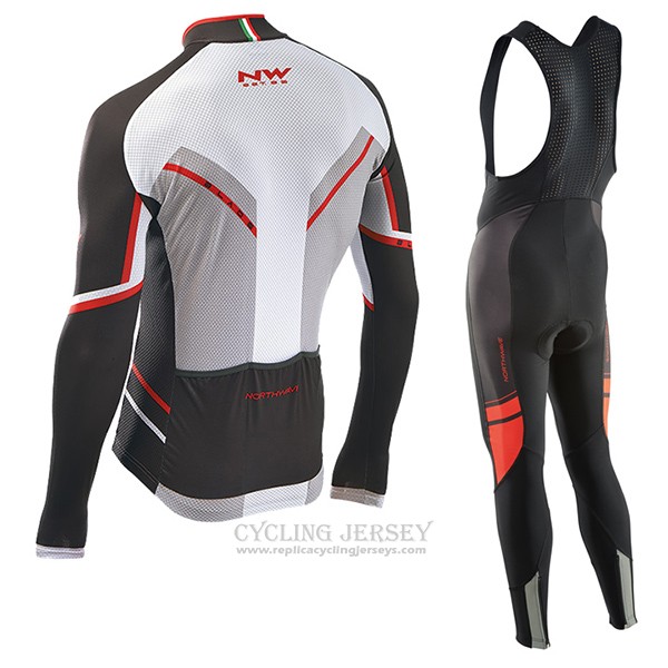 2017 Cycling Jersey Northwave Ml Black and White Long Sleeve and Bib Tight