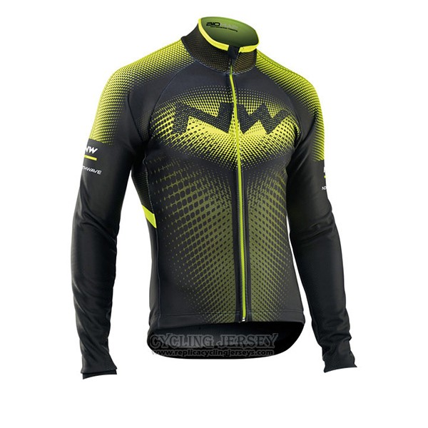 2017 Cycling Jersey Northwave Ml Green and Black Long Sleeve and Bib Tight