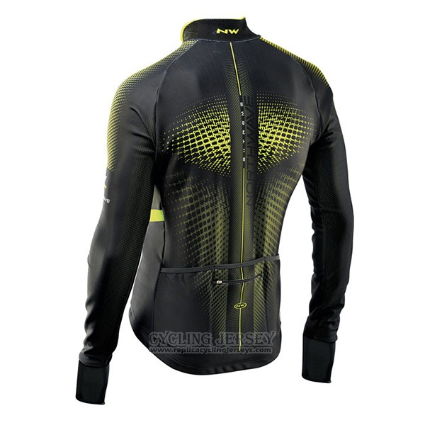 2017 Cycling Jersey Northwave Ml Green and Black Long Sleeve and Bib Tight