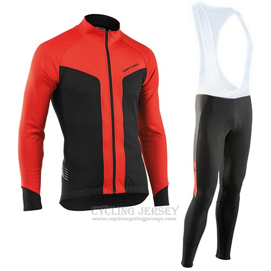 2017 Cycling Jersey Northwave Red and Black Long Sleeve and Bib Tight