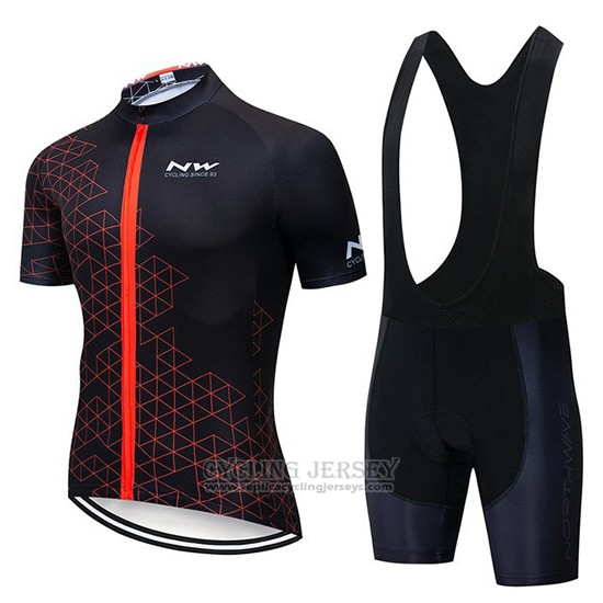 2019 Cycling Jersey Northwave Black Red Short Sleeve and Bib Short