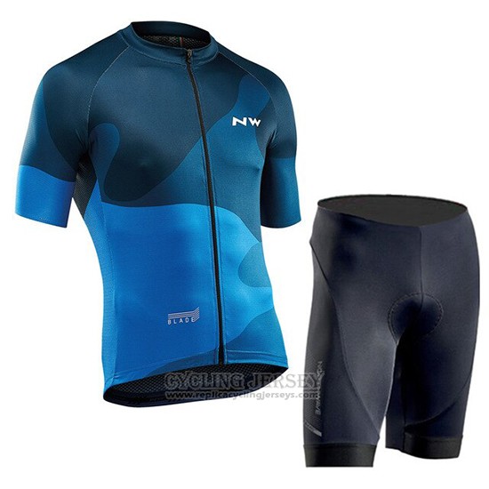 2019 Cycling Jersey Northwave Blue Short Sleeve and Bib Short