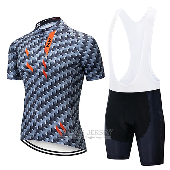 2019 Cycling Jersey Northwave Gray Orange Short Sleeve and Bib Short