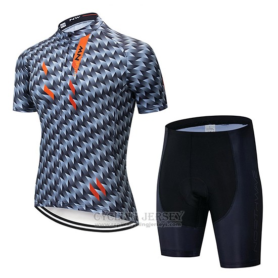 2019 Cycling Jersey Northwave Gray Orange Short Sleeve and Bib Short