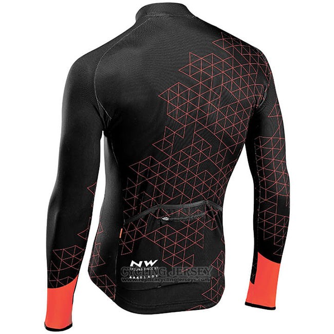 Cycling Jersey Northwave Red Black Long Sleeve and Bib Tight