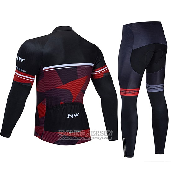 2019 Cycling Jersey Northwave Black Red White Long Sleeve And Bib Tight