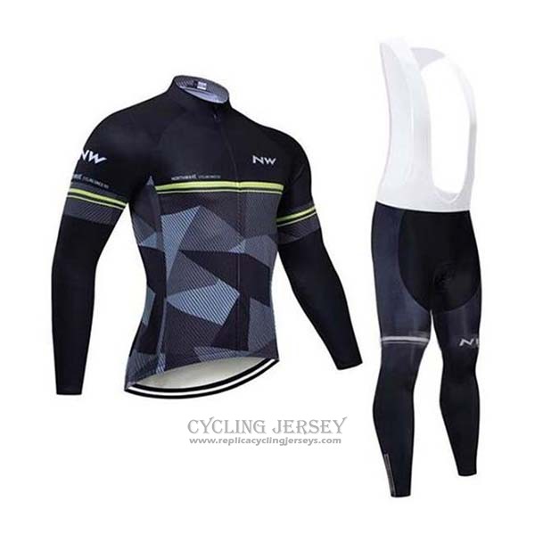 2020 Cycling Jersey Northwave Black Gray Long Sleeve And Bib Tight