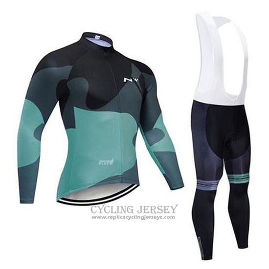 2020 Cycling Jersey Northwave Black Green Long Sleeve And Bib Tight