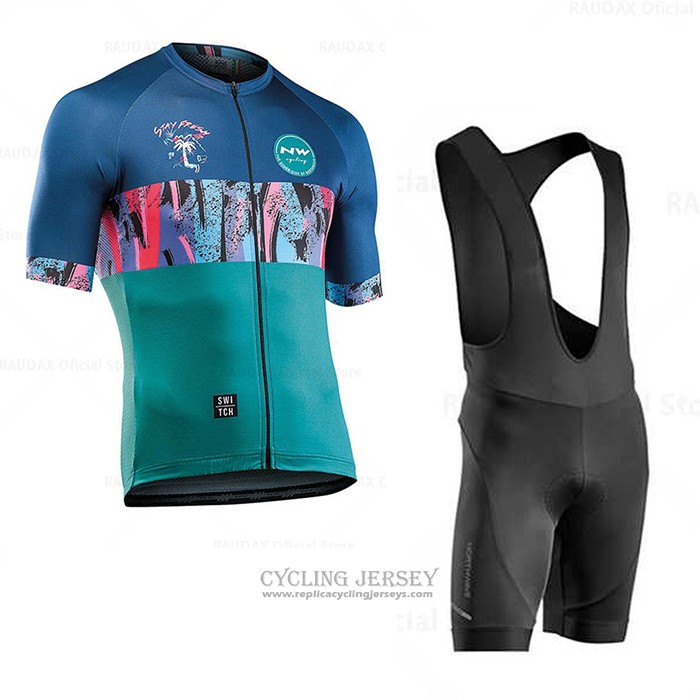 2020 Cycling Jersey Northwave Blue Green Short Sleeve And Bib Short