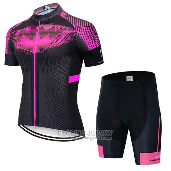 2020 Cycling Jersey Northwave Fuchsia Black Short Sleeve And Bib Short