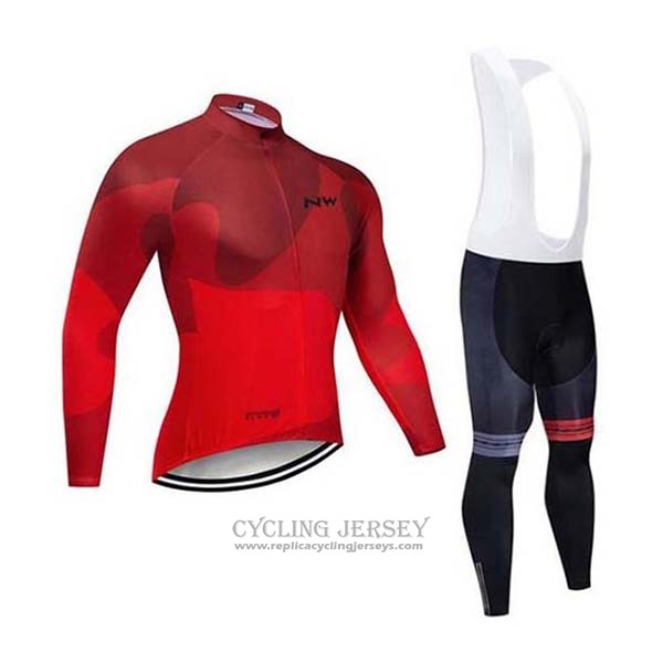 2020 Cycling Jersey Northwave Red Long Sleeve And Bib Tight