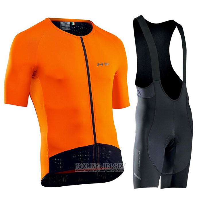 2021 Cycling Jersey Northwave Orange Short Sleeve And Bib Short