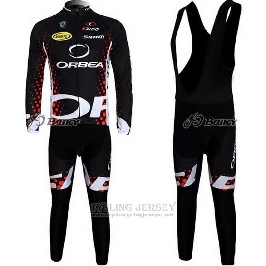2013 Cycling Jersey Orbea Black and Red Long Sleeve and Bib Tight