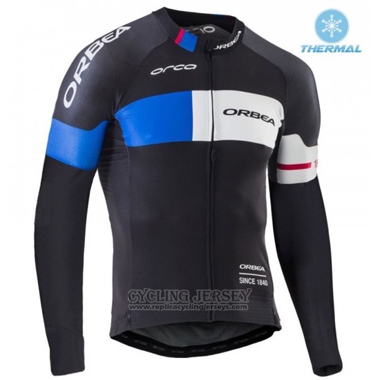 2017 Cycling Jersey Orbea Black and Blue Long Sleeve and Bib Tight