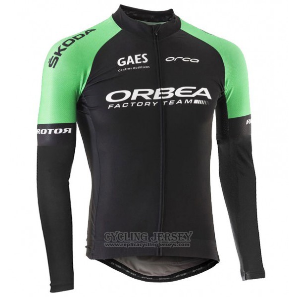 2017 Cycling Jersey Orbea Black and Green Long Sleeve and Bib Tight