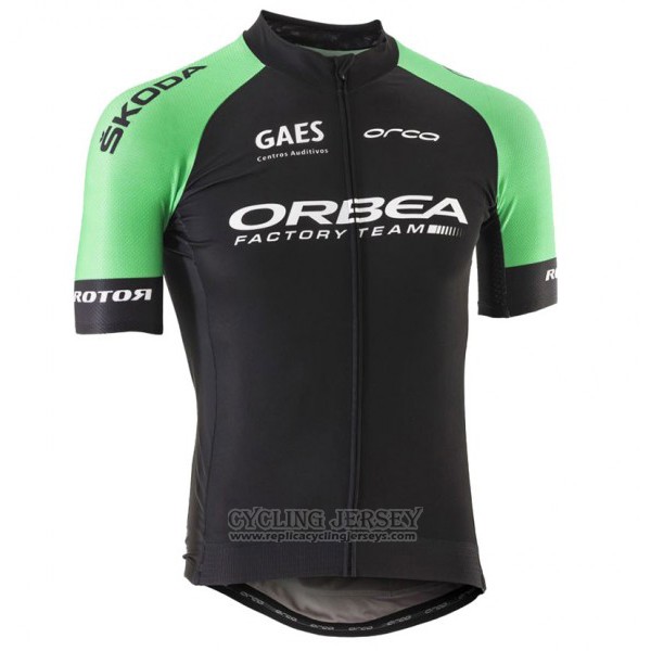 2017 Cycling Jersey Orbea Black and Green Short Sleeve and Bib Short
