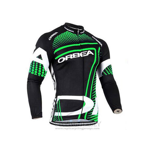 2017 Cycling Jersey Orbea Green and Black Long Sleeve and Bib Tight