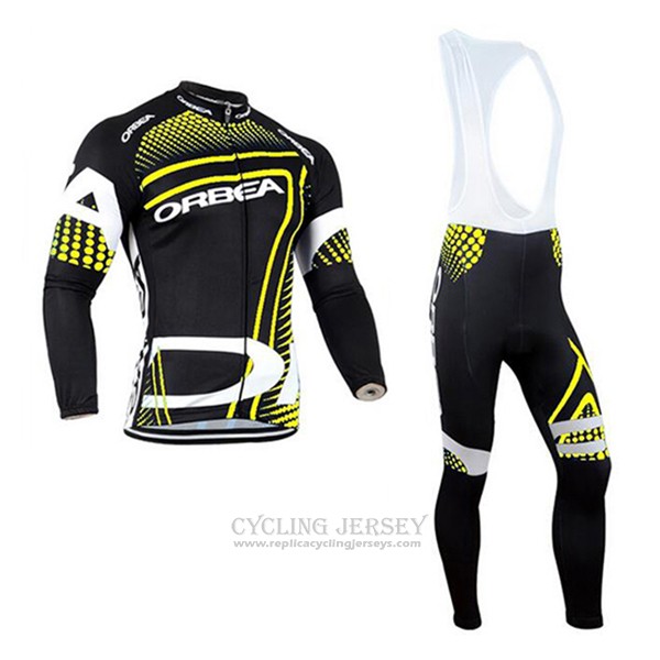 2017 Cycling Jersey Orbea Yellow and Black Long Sleeve and Bib Tight