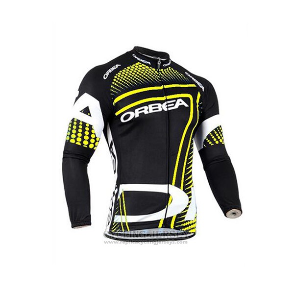 2017 Cycling Jersey Orbea Yellow and Black Long Sleeve and Bib Tight