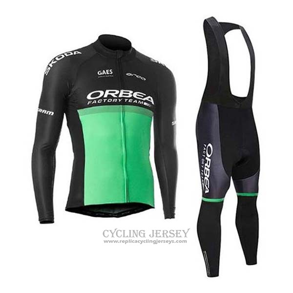 2020 Cycling Jersey Orbea Black Green Long Sleeve And Bib Tight