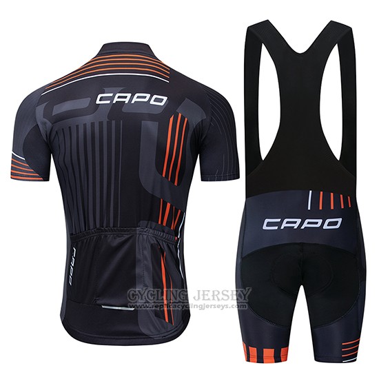 2018 Cycling Jersey Capo Black Gray Orange Short Sleeve and Bib Short