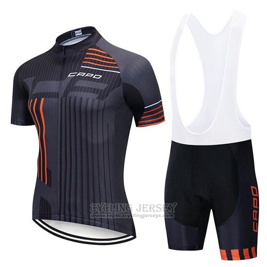 2018 Cycling Jersey Capo Black Gray Orange Short Sleeve and Bib Short