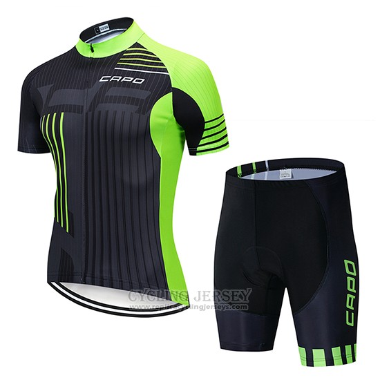 2018 Cycling Jersey Capo Black Green Short Sleeve and Bib Short