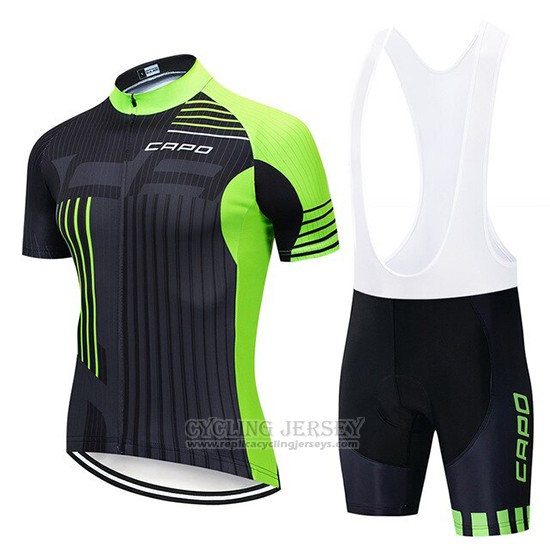 2018 Cycling Jersey Capo Black Green Short Sleeve and Bib Short