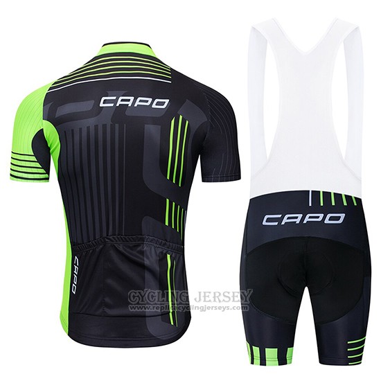 2018 Cycling Jersey Capo Black Green Short Sleeve and Bib Short