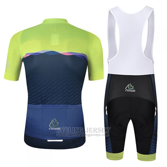 2019 Cycling Jersey Chomir Green Dark Blue Short Sleeve and Bib Short