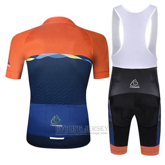 2019 Cycling Jersey Chomir Orange Dark Blue Short Sleeve and Bib Short