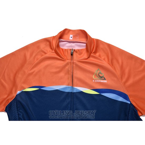 2019 Cycling Jersey Chomir Orange Dark Blue Short Sleeve and Bib Short