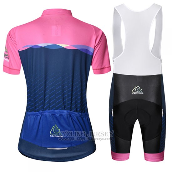 2019 Cycling Jersey Chomir Pink Dark Blue Short Sleeve and Bib Short