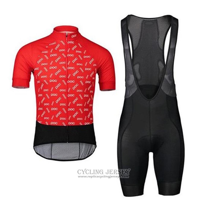 2020 Cycling Jersey POC Red Black Short Sleeve And Bib Short