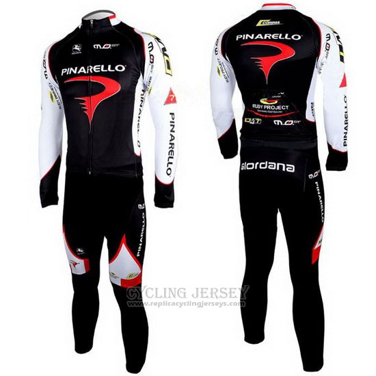 2010 Cycling Jersey Pinarello Black and White Long Sleeve and Bib Tight