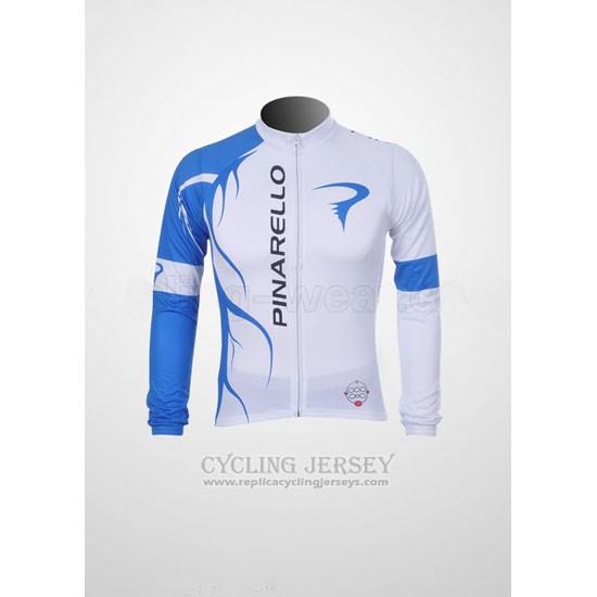 2011 Cycling Jersey Pinarello Sky Blue and White Long Sleeve and Bib Tight