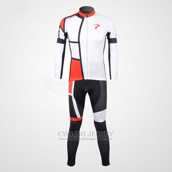 2012 Cycling Jersey Pinarello Red and White Long Sleeve and Bib Tight