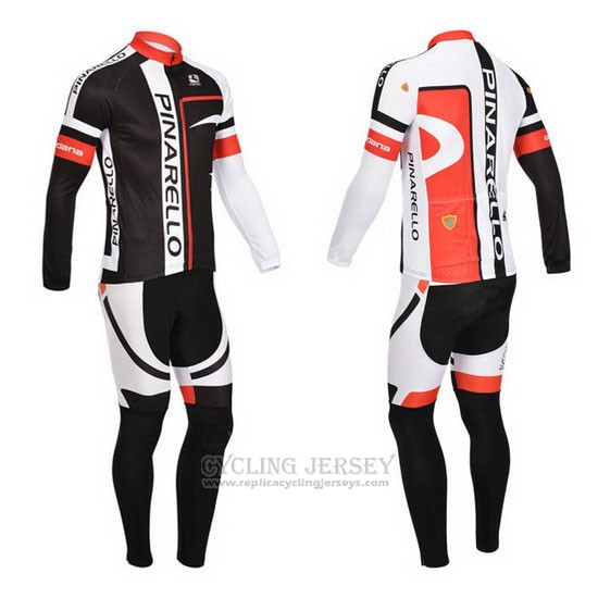 2013 Cycling Jersey Pinarello Black and Red Long Sleeve and Bib Tight