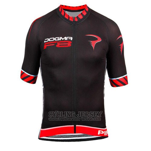 2015 Cycling Jersey Pinarello Black and Red Short Sleeve and Bib Short