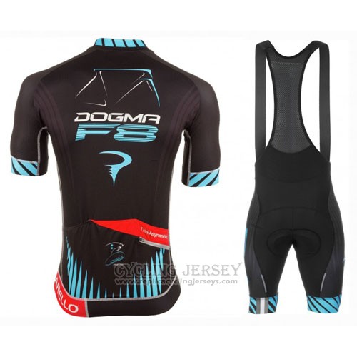 2016 Cycling Jersey Pinarello Black and Blue Short Sleeve and Bib Short