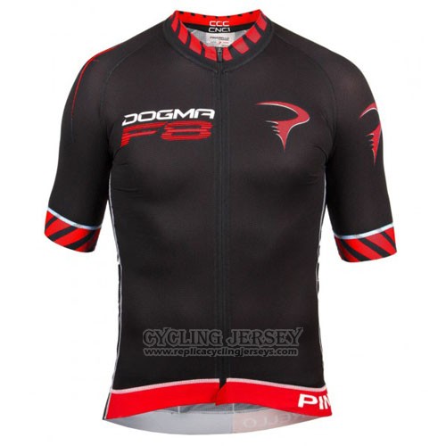 2016 Cycling Jersey Pinarello Black and Red Short Sleeve and Bib Short