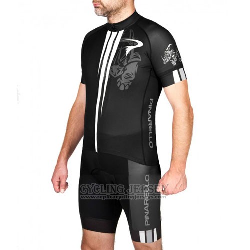 2016 Cycling Jersey Pinarello Black and White Short Sleeve and Bib Short