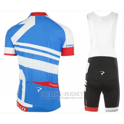 2016 Cycling Jersey Pinarello Blue and White Short Sleeve and Bib Short